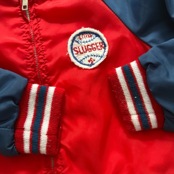 Vintage 3T Baseball Slugger Red and Blue Kids Jacket Coat - Picture 7 of 8